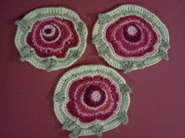 Free-form crocheted roses
